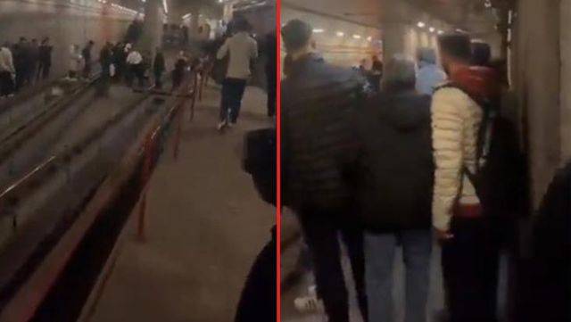 Metroda maraqlı görüntü: Vətəndaşlar relslərə enib  piyada getməli oldular -VİDEO
