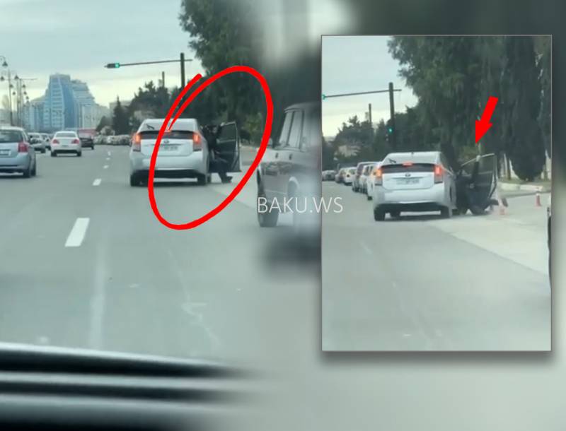 Sərnişin özünü hərəkətdə olan \"Prius\"dan yola atdı - ANBAAN VİDEO