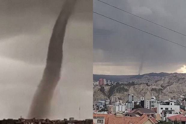 Boliviyada nəhəng tornado insanları qorxuya saldı - VİDEO