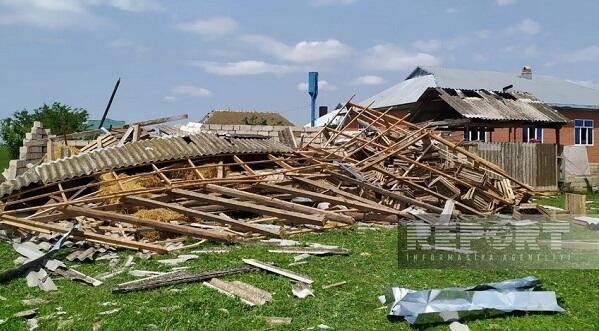 Masallıda qasırğa və leysan: 30 evə ziyan dəydi - FOTOLAR