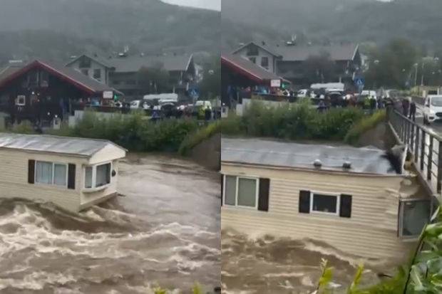 Norveçdə güclü daşqınlar evləri uçurub - VİDEO