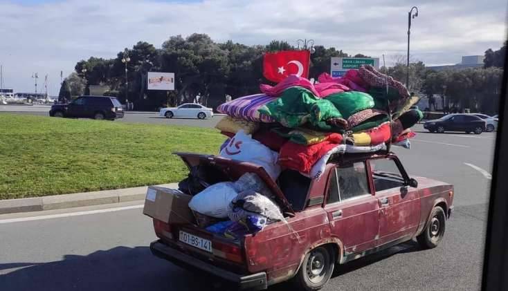 Türkiyəyə yardım aparan köhnə maşının sahibi bu şəxsdir - VİDEO