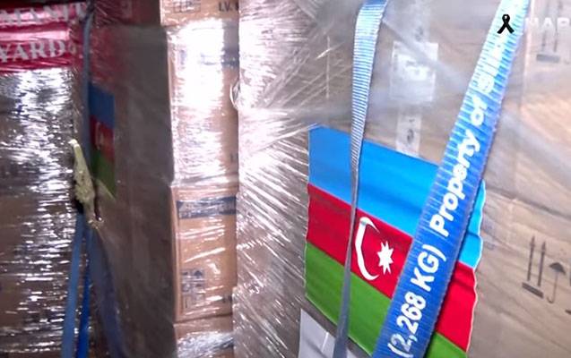 Mehriban Əliyevanın göstərişi ilə göndərilən yardım Qaziantepə çatıb - VİDEO