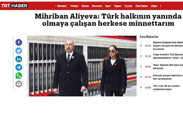 Mehriban Əliyevanın paylaşımı Türkiyə mediasının gündəmində - FOTOLAR