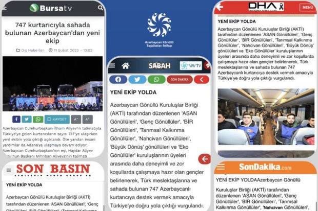 Yardıma gedən könüllülər Türkiyə mediasında