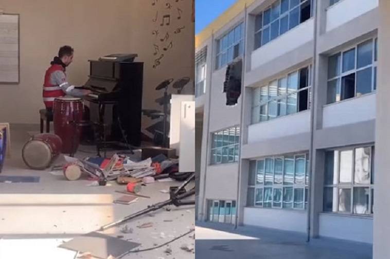 Türkiyənin “Pianoçu”su duyğulandırdı: Hatayda müəllim dağılmış məktəbə girdi, piano çaldı - VİDEO