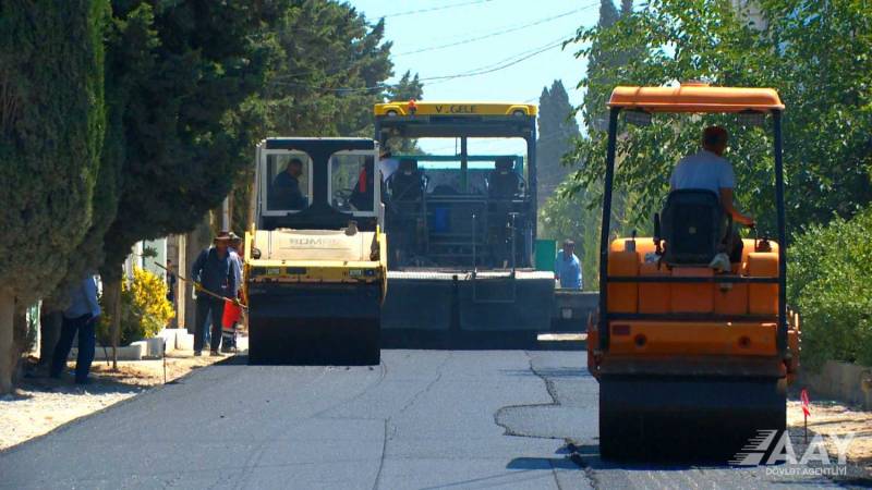 Buzovna qəsəbəsində Qaçaq Nəbi küçəsi təmir olunur - VİDEO/FOTO