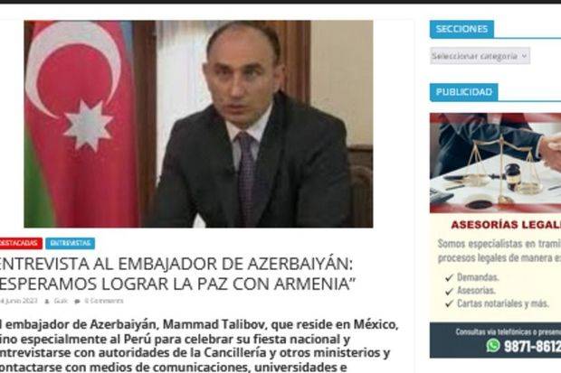 Peru mətbuatında Ermənistanla Azərbaycan arasındakı son vəziyyətdən bəhs edidi - FOTO