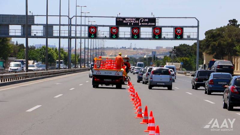 Aidiyyəti qurumlarla birgə razılaşdırılmış şəkildə bəzi yollarda xətlənmə işləri aparılır - VİDEO/FOTO