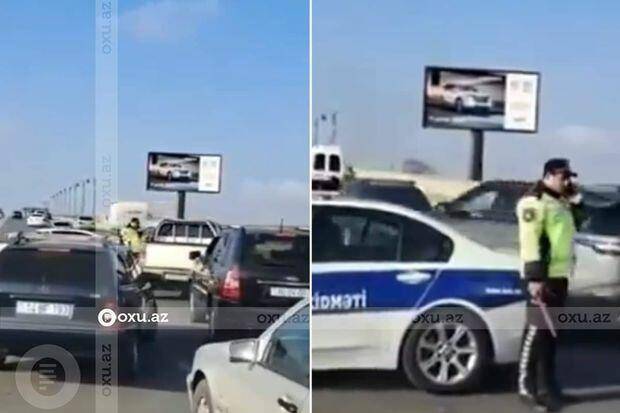 Polis tıxacın qarşısını almaq üçün görün nə etdi - VİDEO