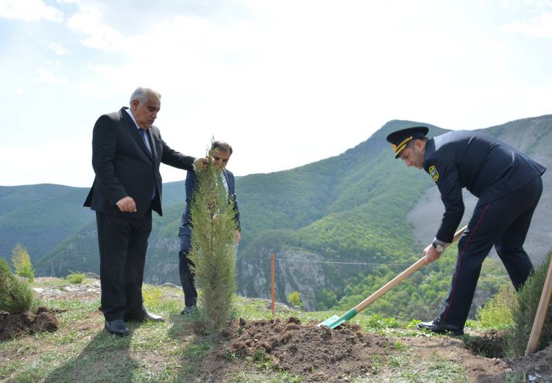 Daşkəsən Rayon Polis Şöbəsi “Heydər Əliyev İli” çərçivəsində ağacəkmə aksiyası keçirdi - FOTOLAR