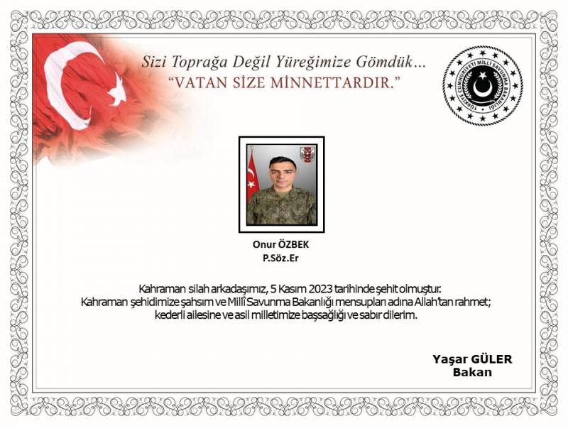 Türkiyə ordusu şəhid verdi 