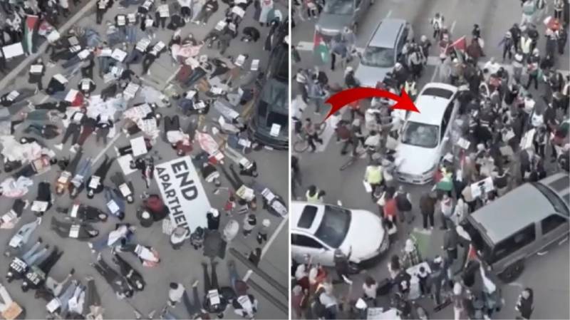 Fələstinə dəstək üçün toplaşan kütlənin üzərinə avtomobilini sürdü