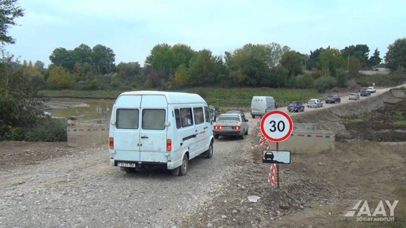 Qudyalçay üzərində müvəqqəti yeni alternativ yol salındı - VİDEO