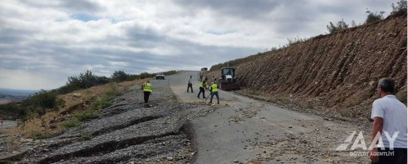 Şəkidə selin yollarda yaratdığı fəsadlar aradan qaldırıldı