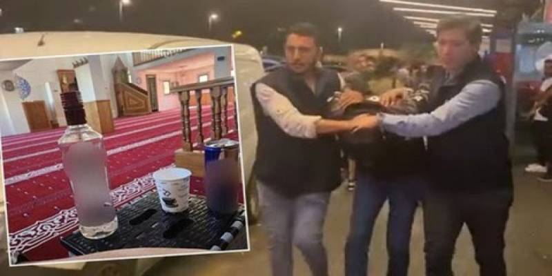 Məsciddə spirtli içki ilə foto çəkib paylaşan tutuldu - FOTO