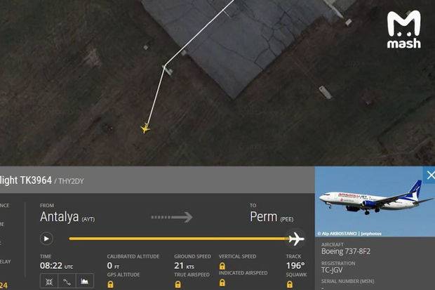 Türkiyəyə məxsus təyyarə Rusiyada problemlə üzləşdi - VİDEO