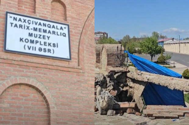 “Naxçıvanqala”nın divarı uçub - VİDEO