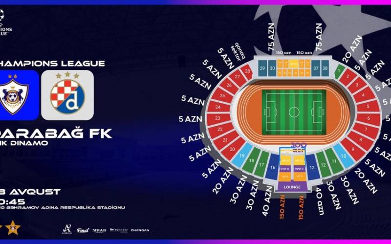 \"Qarabağ\" - \"Dinamo\" matçının biletləri bu tarixdən satışa çıxarılacaq