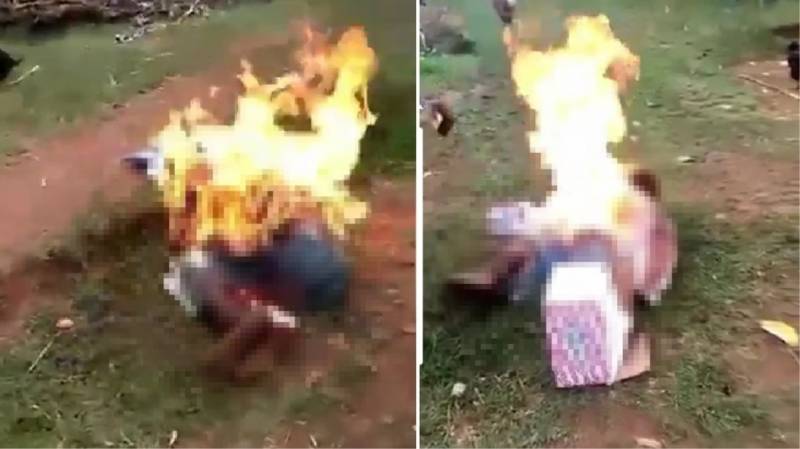 Afrikada cadugərlikdə ittiham edilən qadın diri-diri yandırıldı