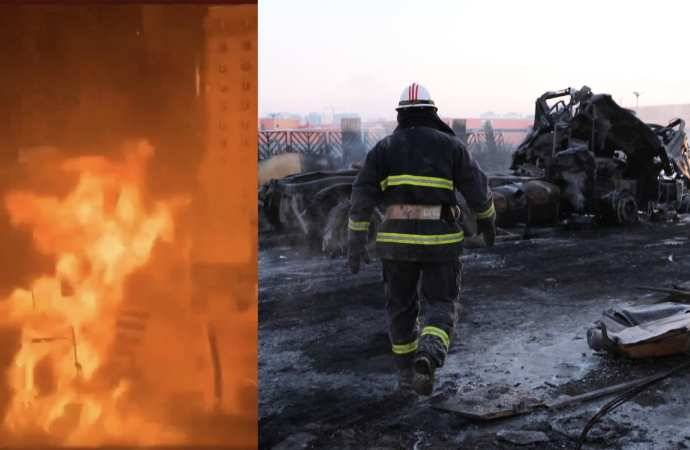 Monqolustanda ticarət mərkəzinin yaxınlığında maye qazla dolu tanker partladı - Ölülər var
