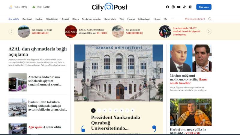 Azərbaycanda yeni xəbər saytı fəaliyyətə başladı