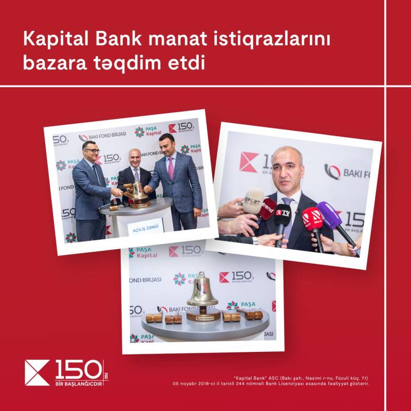 Kapital Bank-ın manat istiqrazları “Açılış zəngi” ilə bazara təqdim olundu