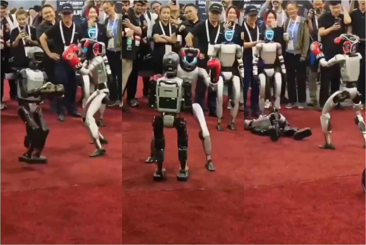 Çində insanabənzər robotlar döyüşdürüldü - VİDEO