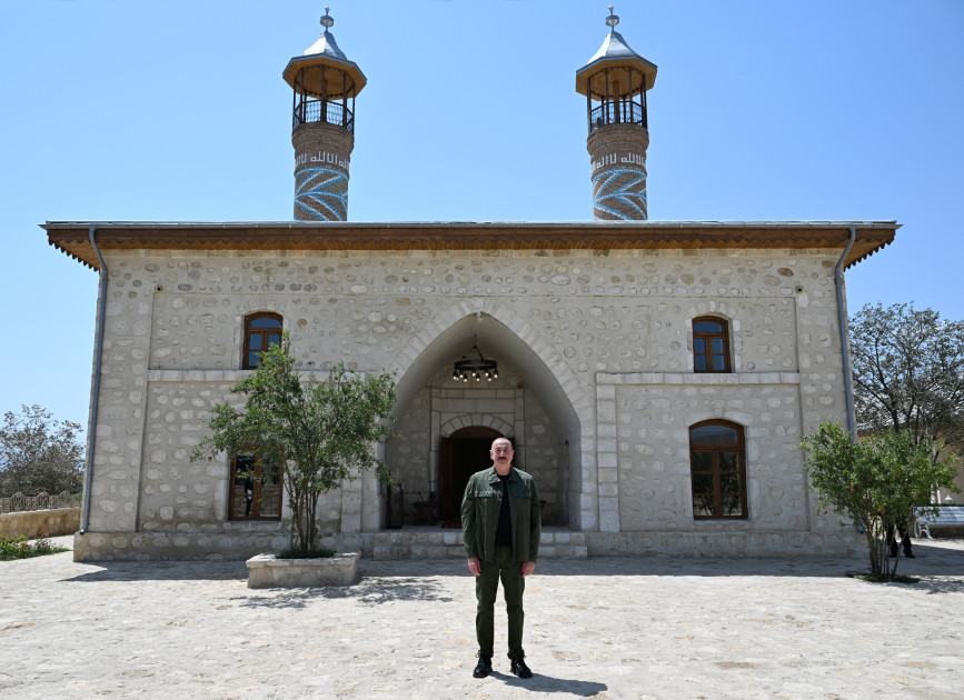 Ağdamda tarixi məscidin binasının bərpadan sonra açılışı oldu - FOTOLAR