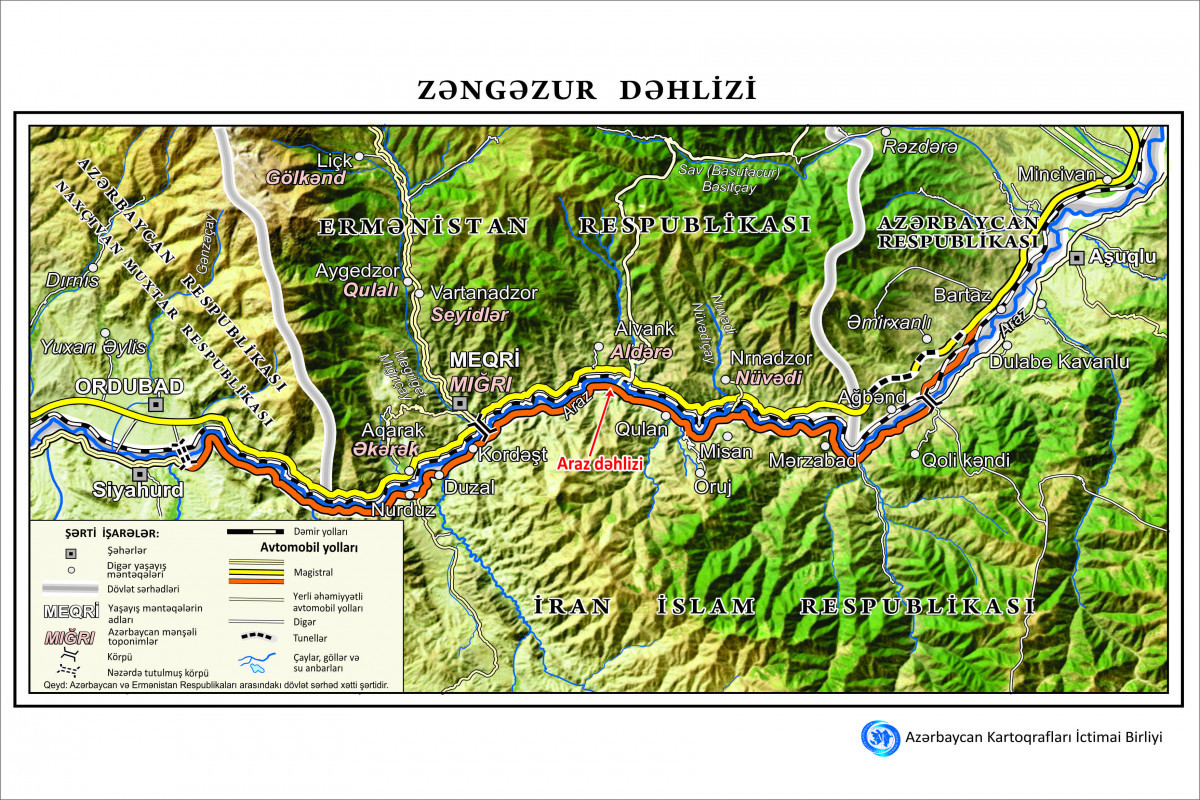 Zəngəzur dəhlizinin xəritəsi hazırlanıb