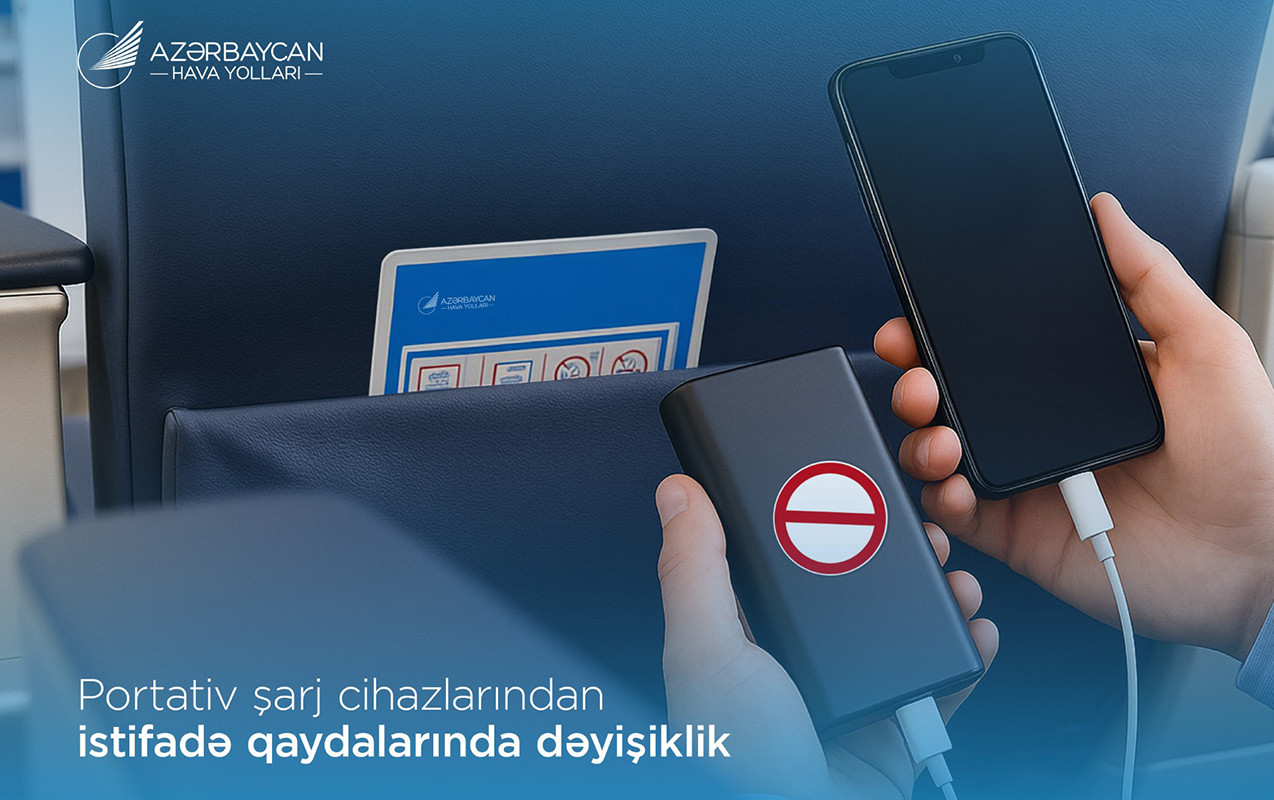 AZAL təyyarələrində “powerbank” qadağası - Yeni qaydalar TƏSDİQLƏNDİ