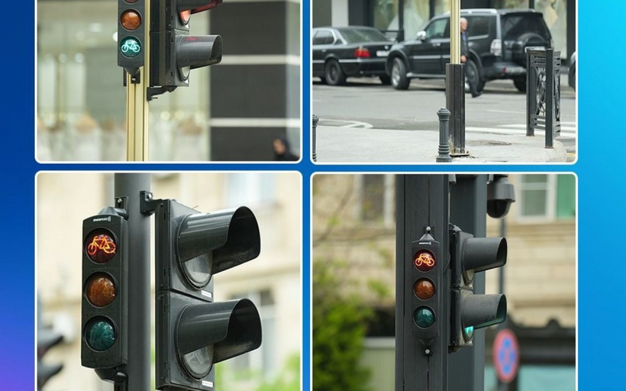 Bu yollarda svetoforlara velosiped bölməsi quraşdırıldı - VİDEO