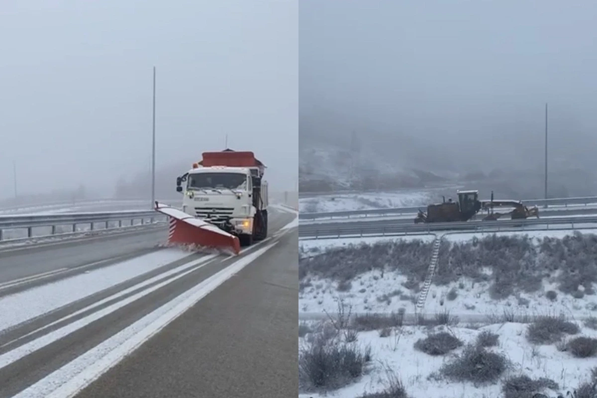 Zəfər yolu qardan təmizlənir - VİDEO