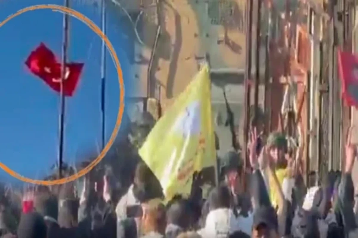 Türkiyədə bir qrup şəxs sərhəddəki Türkiyə bayrağını endirdi -&nbsp;Araşdırma başladı