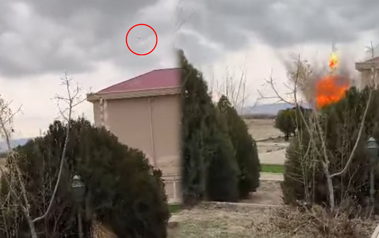 Dron məktəbin yaxınlığına belə düşüb - VİDEO