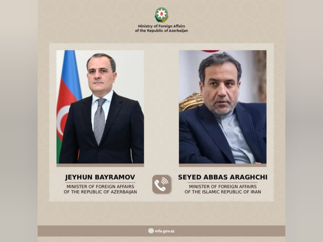 Ceyhun Bayramov iranlı həmkarı ilə müzakirə apardı