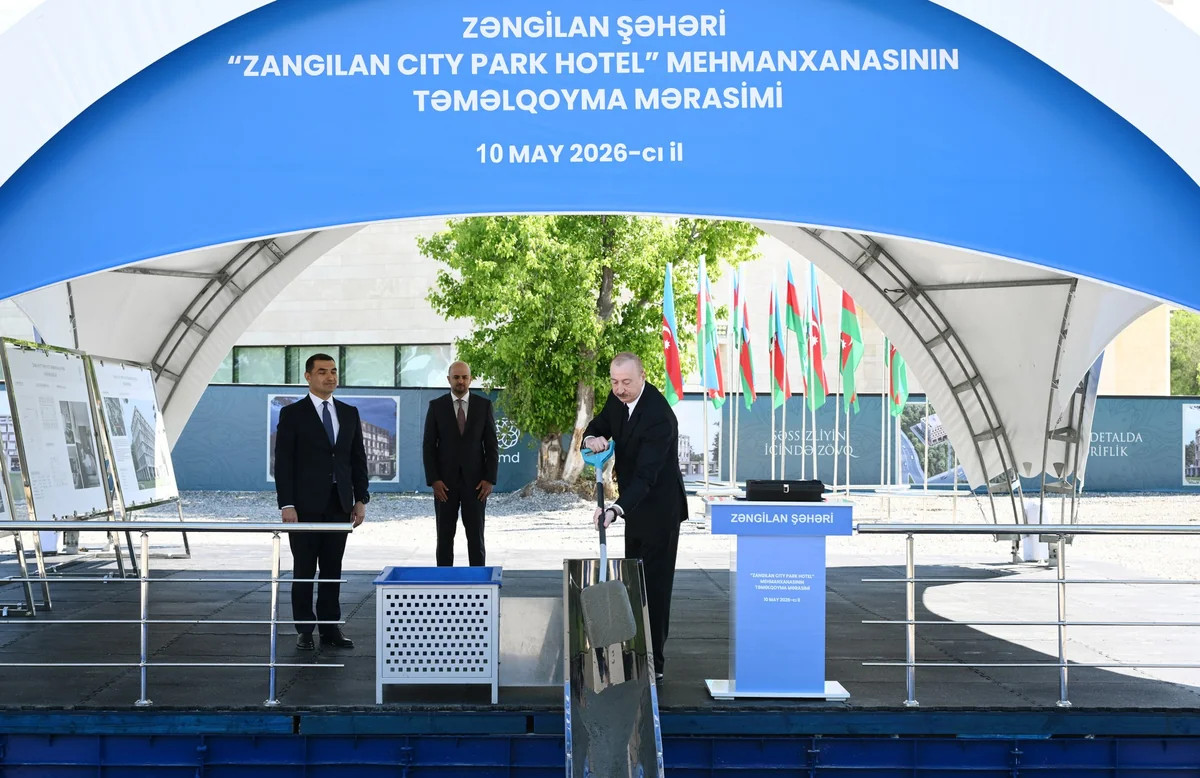 İlham Əliyev \"Zangilan City Park Hotel\"in təməlini qoydu - FOTOLAR