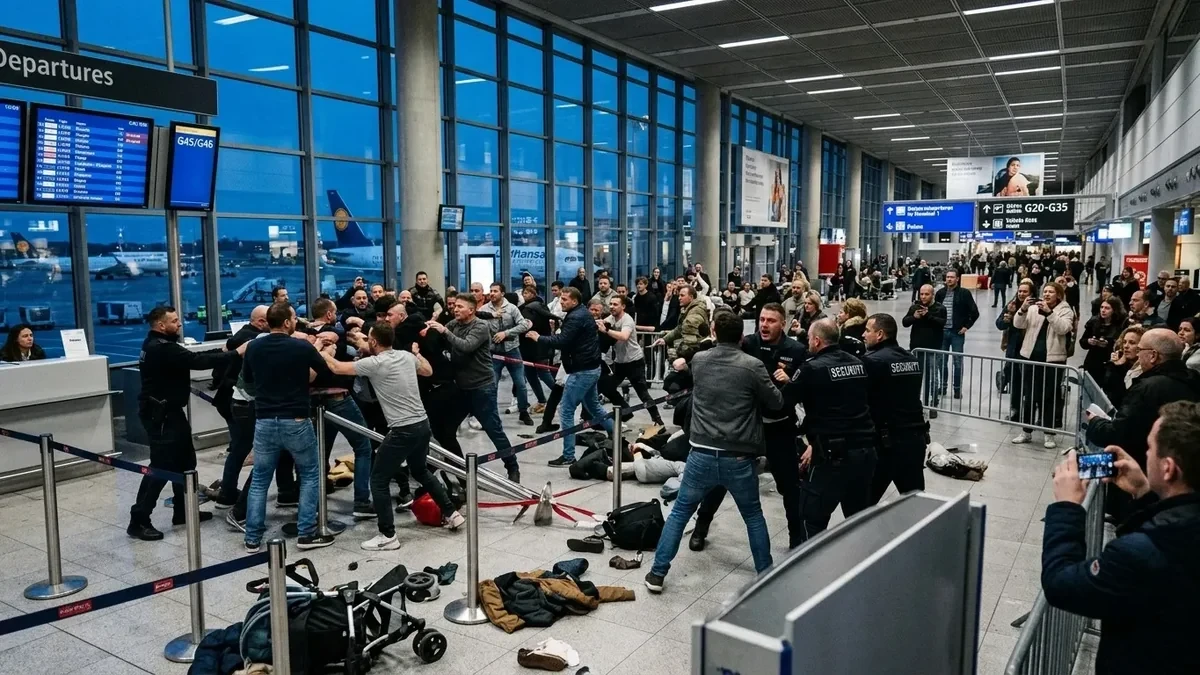 Almaniyada hava limanında kütləvi dava