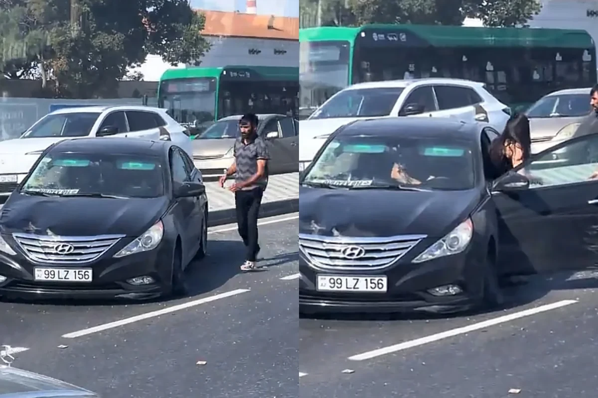 Bakıda qadın sürücü qəza törətdi - “Hyundai” əks yola çıxdı