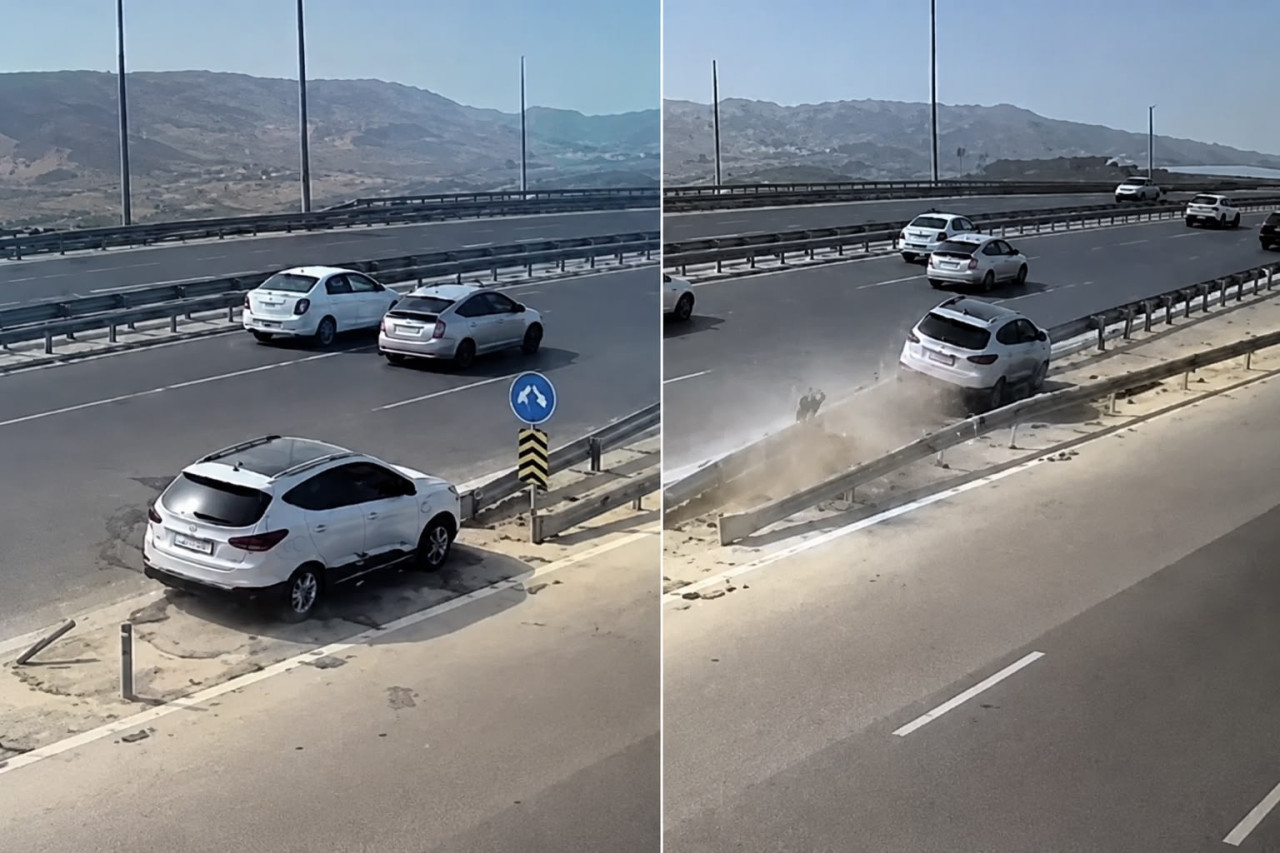 Yuxulu maşın sürən sürücü qəzaya düşdü - ANBAAN GÖRÜNTÜ
