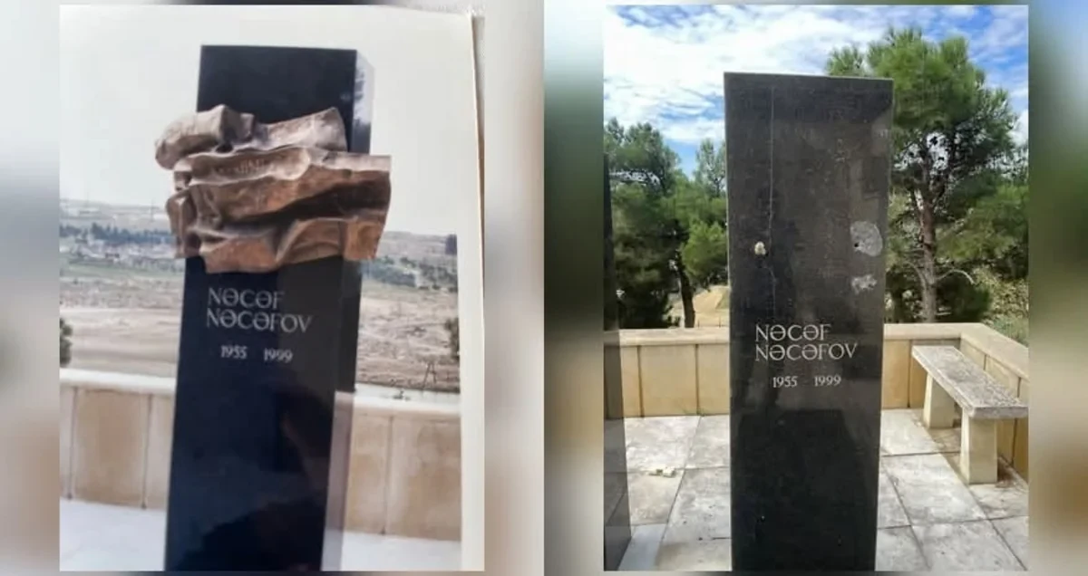 Mərhum jurnalistin məzarından bürünc barelyef oğurlandı