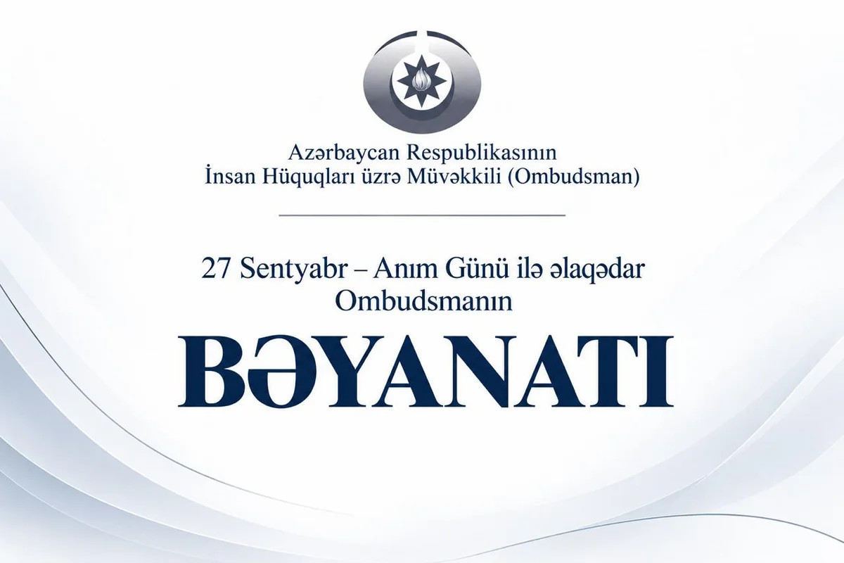 Ombudsman Anım Günü ilə əlaqədar bəyanat yaydı