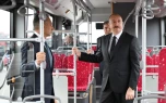 İlham Əliyev “BakuBus”ın Gəncə Avtoparkının açılışında - Fotolar