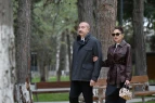 İlham Əliyev xanımı ilə parkın açılışında - FOTOLAR