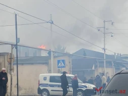 Bakıda yanğın başladı - VİDEO+FOTOLAR