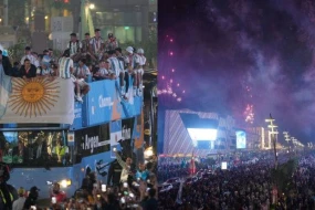 Argentinalı futbolçuların Qətərdə çempionluq paradı - VİDEO