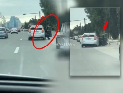 Sərnişin özünü hərəkətdə olan \"Prius\"dan yola atdı - ANBAAN VİDEO