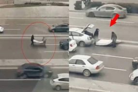 Bakıda “Prius”la döşək aparan sürücü cərimələndi - VİDEO