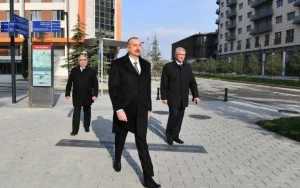 Prezident Ağ Şəhərdə təməlqoyma mərasimində - FOTOLAR