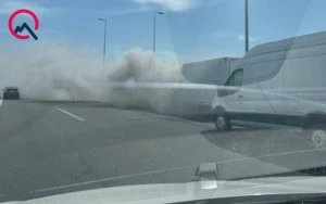 Aeroport yolunda maşın YANDI - FOTO